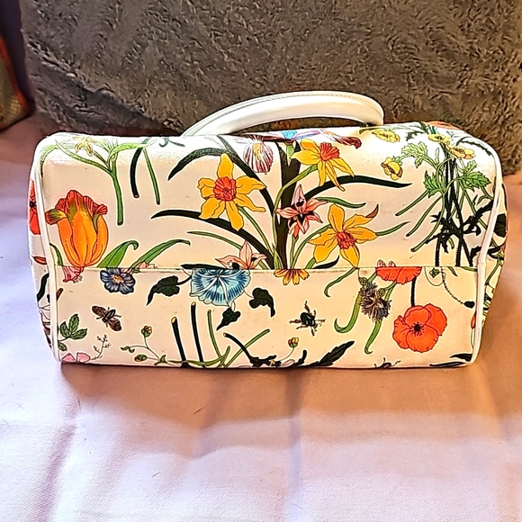 GUCCI RARE Auth. HTF Vtg Flora Canvas Satchel - Picture 4 of 16